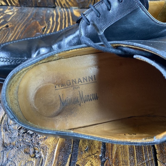 Magnanni for Neiman Marcus 9971 Black Leather Derby Lace Up Shoes Men Size 10 M - Picture 8 of 10